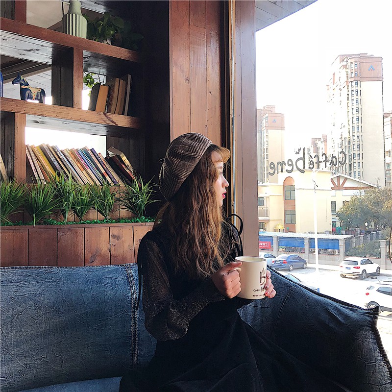 Đầm dáng xòe hai dây phối áo lưới thu đông ulzzang | BigBuy360 - bigbuy360.vn