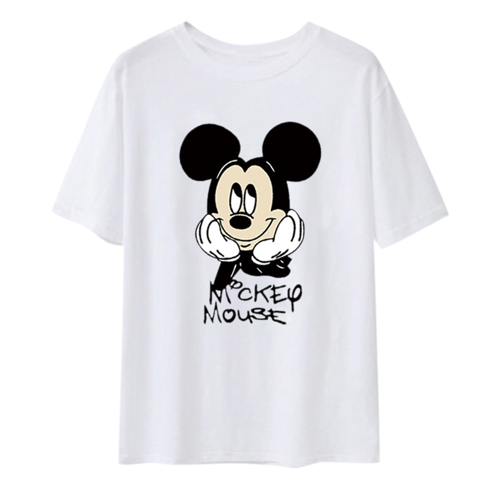 Áo Thun Nữ Tay Ngắn Dáng Rộng In Hình Chuột Mickey