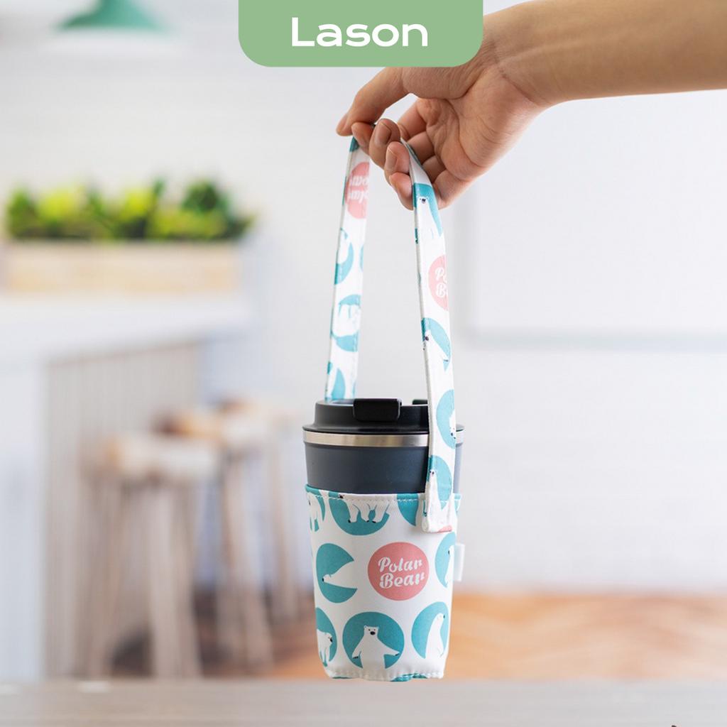 Túi xách cốc nước, quai treo cốc trà sữa, chất liệu vải Animal TBC00221