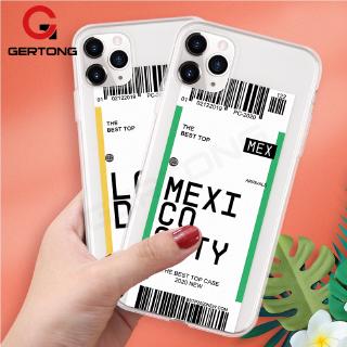 Ốp điện thoại silicone mềm trong suốt họa tiết vé máy bay cho iPhone 7 Plus X XS XR 11 Pro Max