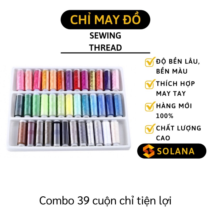 Chỉ May Vá - Combo 39 Cuộn Chỉ Khâu Quần Áo 402, Độ Bền Lâu Và Bền Màu 4742