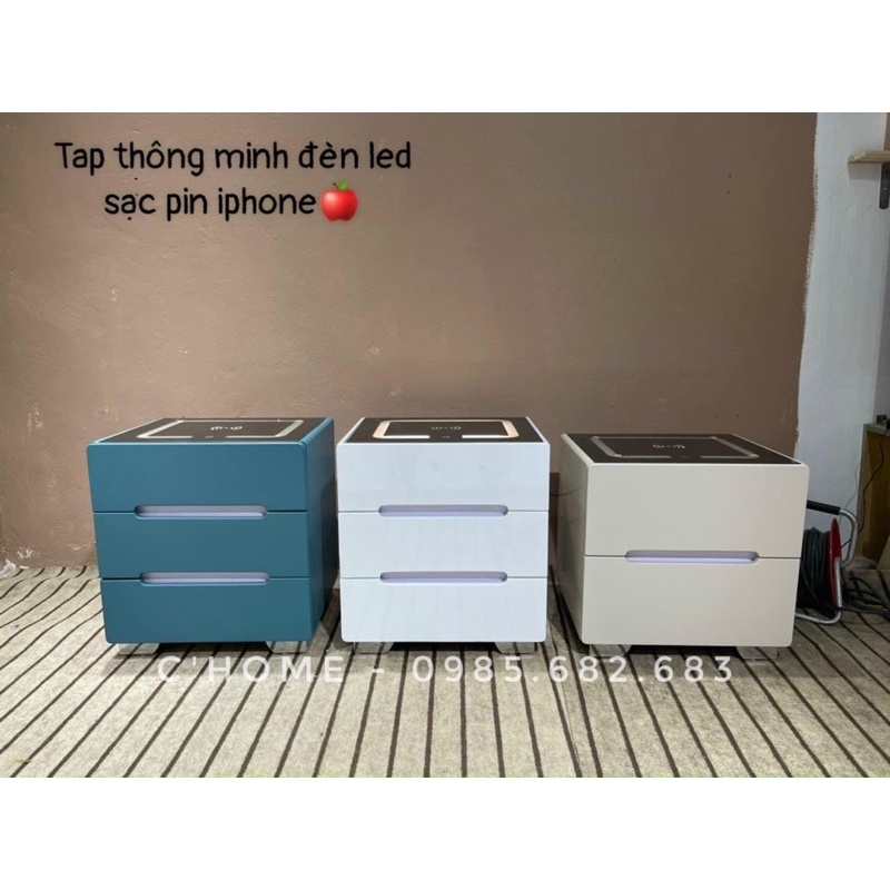 Tủ Đầu Giường Thông Minh, Sạc Pin Iphone và Cảm Ứng Đèn Led C'Home