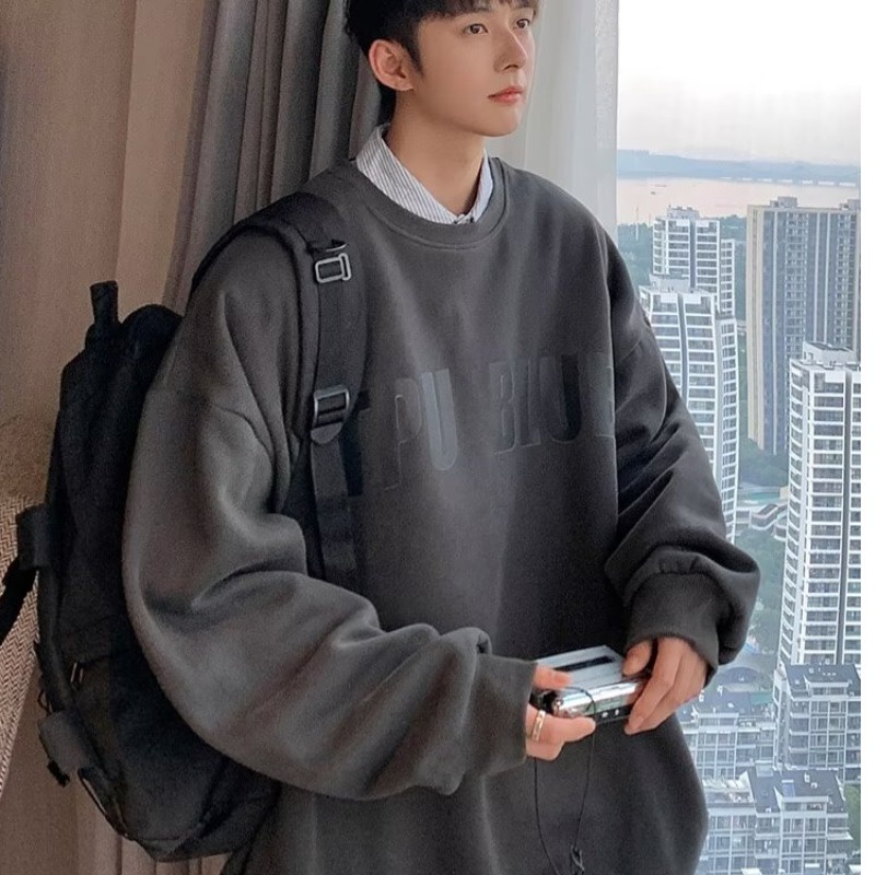 Áo Nỉ Dài Tay Cổ Tròn Form Rộng In Chữ Thời Trang Cho Nam Và Nữ Cỡ M-5XL