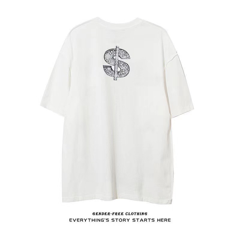 Áo Thun Tay Lỡ Dáng Rộng In Hình Mèo May Mắn Phong Cách Hip Hop Đường Phố Âu Mỹ Cho Cặp Đôi