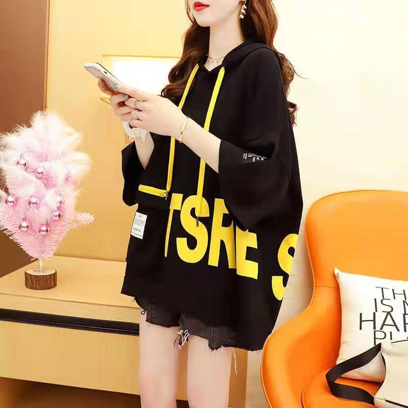 Áo Hoodie Ngắn Tay Dáng Rộng 2021 Thời Trang Cá Tính