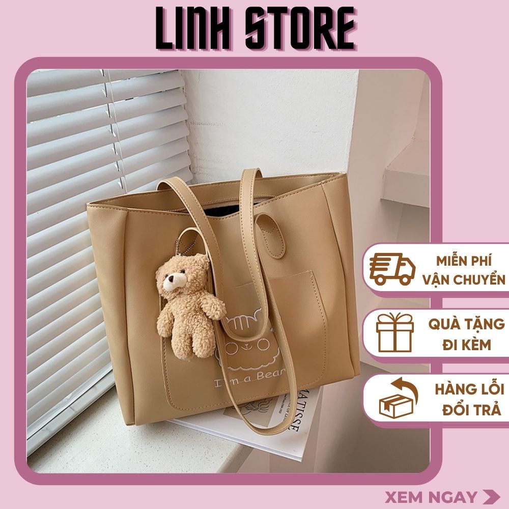 Túi Đeo Chéo Nữ Linh Store Túi Xách Tay Tone Nữ Thời Trang Kèm Móc Gấu Dễ Thương - LS 15