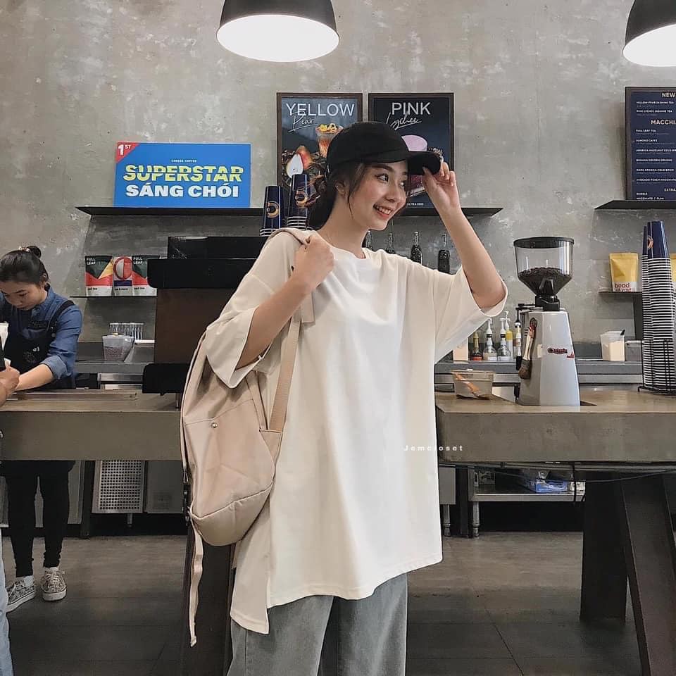 Áo Phông Xẻ Tà Unisex Nam Nữ - Rere.Store [FREESHIP] - Thun cổ tròn tay lỡ oversize nhiều màu Ulzzang