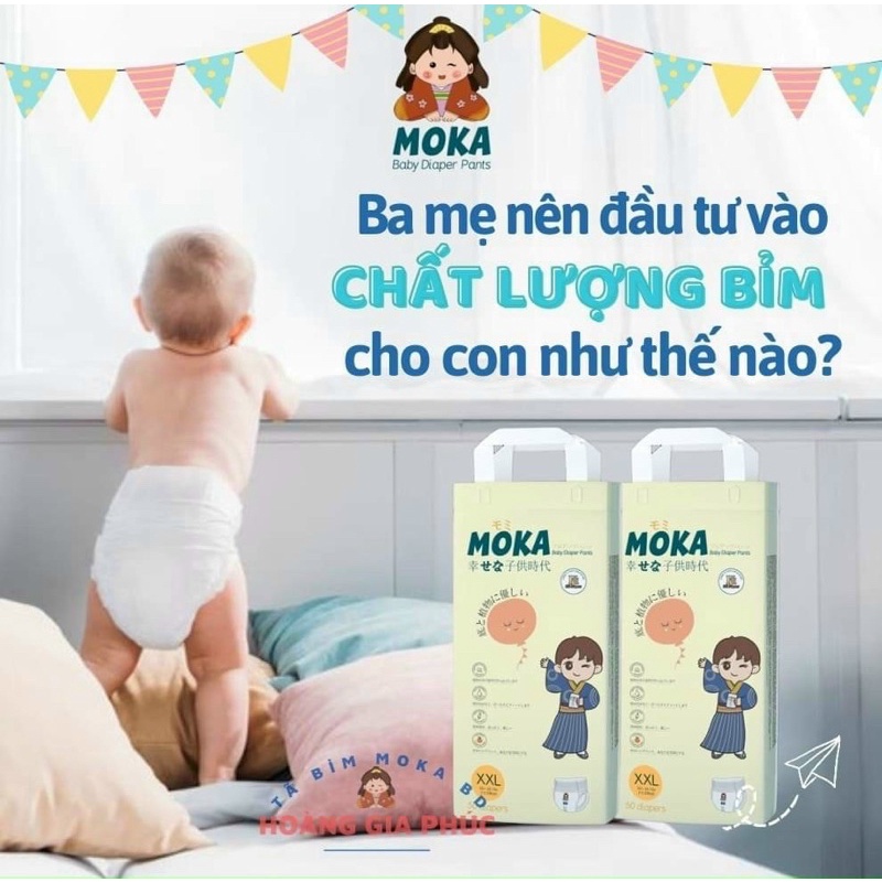 Bỉm/Tã dán /quần MOKA 100M size S M L Xl Xxl Xxxl