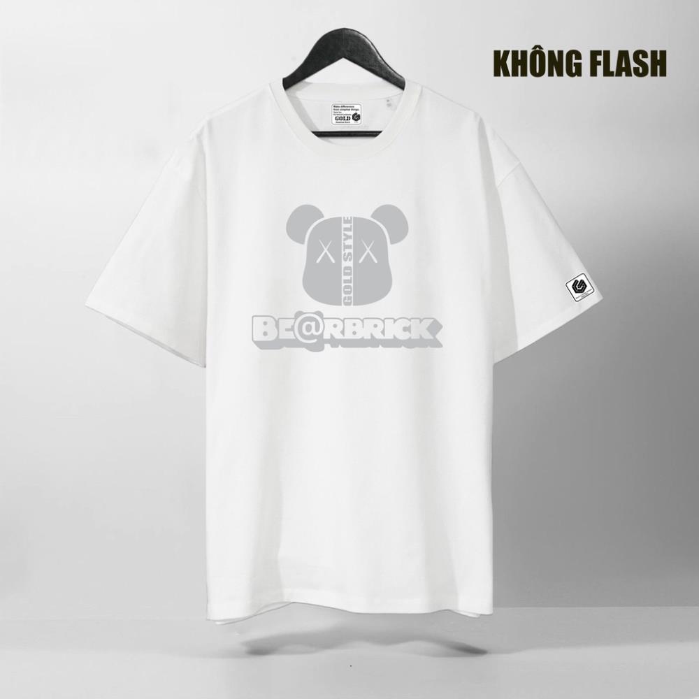 Áo Thun Tay Lỡ Bearbrick Phản Quang Bạc, Form rộng oversize, áo phông unisex, chất liệu Cotton - KKIM Shop