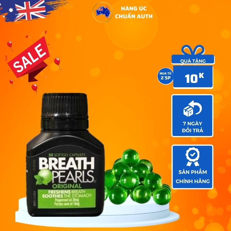 Viên uống Thơm miệng của Úc Breath Pearls Original 50 viên