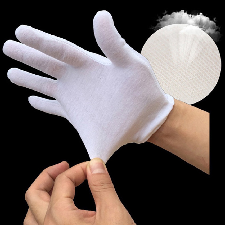1 Đôi Găng Tay Cotton Mềm Mại Màu Trắng Thoáng Khí Dùng Phục Vụ / Làm Việc / Kiểm Tra Tiền Xu