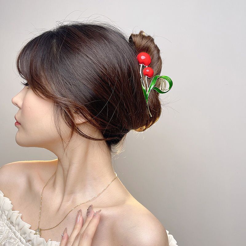 Kẹp tóc HAIMEIKANG trang trí quả cherry xinh xắn thời trang dành cho nữ