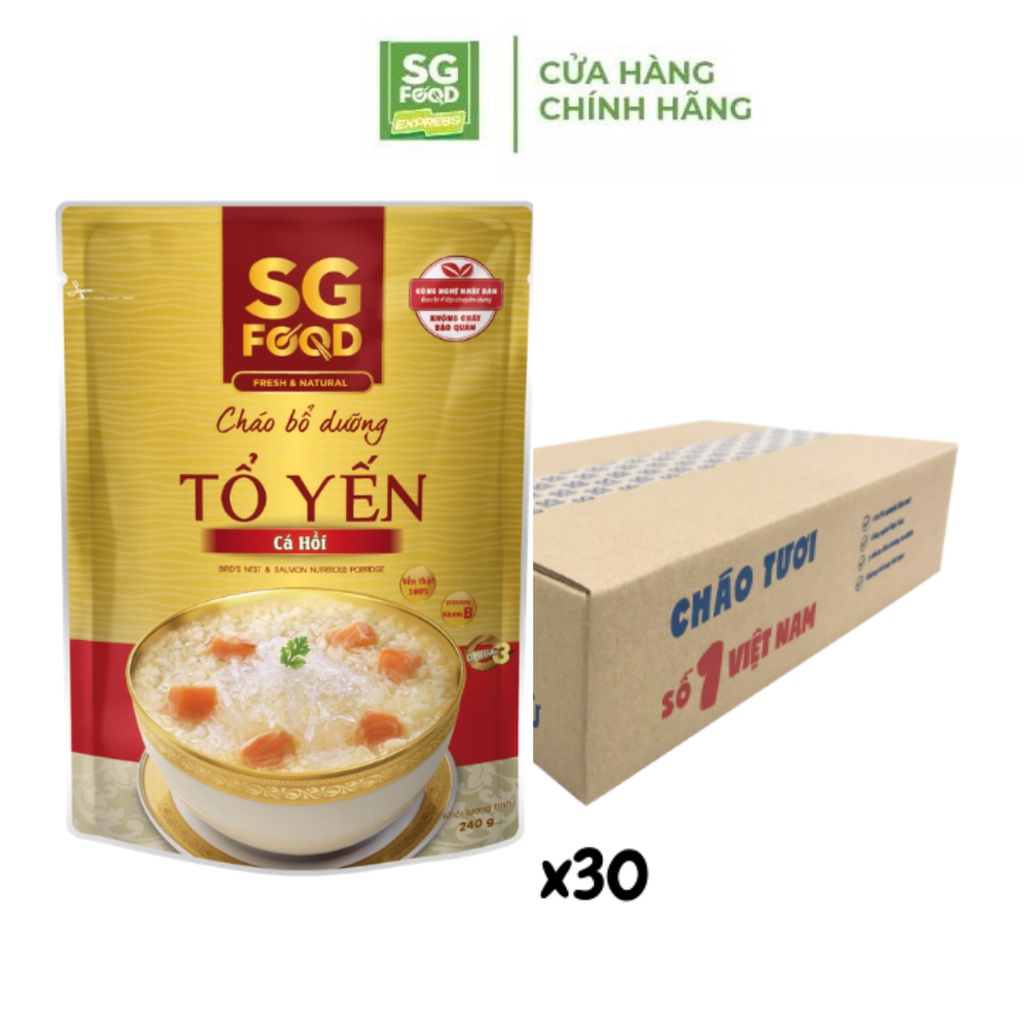 Thùng 30 gói Cháo Bổ Dưỡng Sài Gòn Food Tổ Yến Cá Hồi 240g