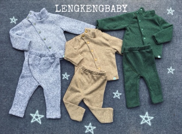 Bộ Little Love nỉ len cài chéo