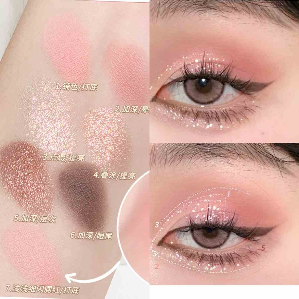 Bảng Phấn Mắt Sweetmint 7 Màu Sắc Hiệu Ứng Lì / Ánh Nhũ / Ánh Nhũ Lâu Phai Dành Cho Người Mới Bắt Đầu