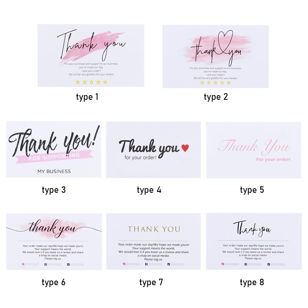 Set 30 Tấm Thiệp Mời Màu Hồng In Chữ Thank You For Your Order