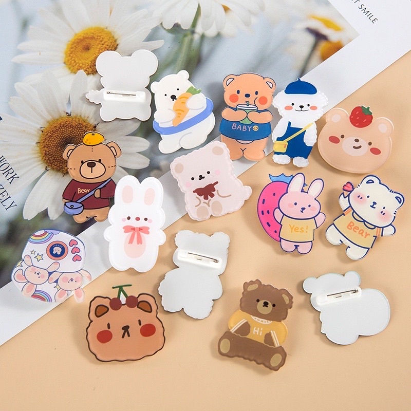 Phụ Kiện Sticker Gim Cài Trang Trí Balo Ulzzang Túi Ví Dễ Thương - Huy Hiệu Cài Cặp Học Sinh, Mũ, Nón - Combo 3 Pin Cài