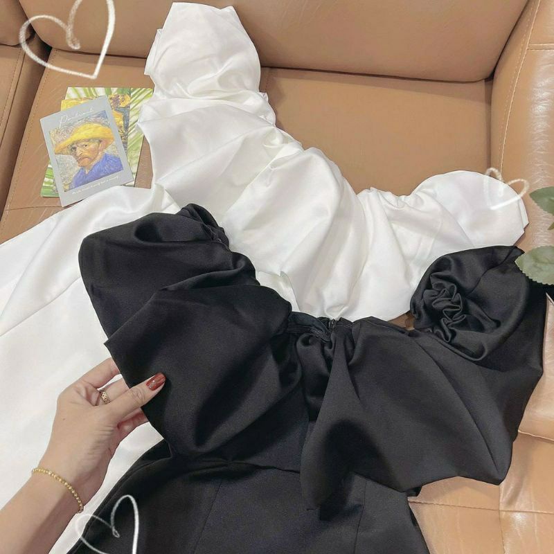 Đầm trễ vai xanh mint