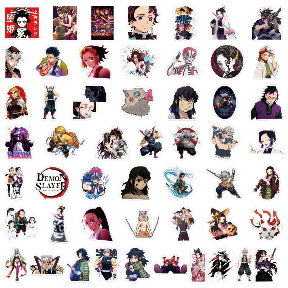 Set 50 Miếng Dán Hình Anime Demon Slayer DIY Trang Trí Sổ Tay