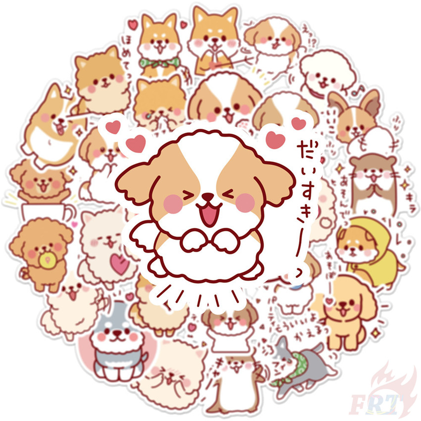 Bộ 50 miếng sticker hình cún lông xù chống thấm dán trang trí DIY xinh xắn