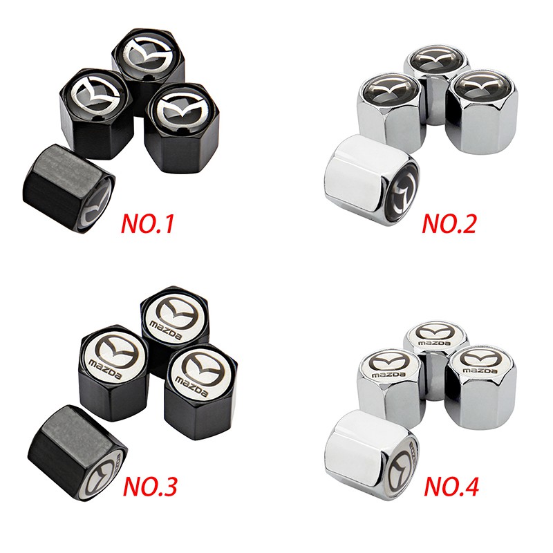 Set 4 nắp van bánh xe hơi Mazda chất lượng cao