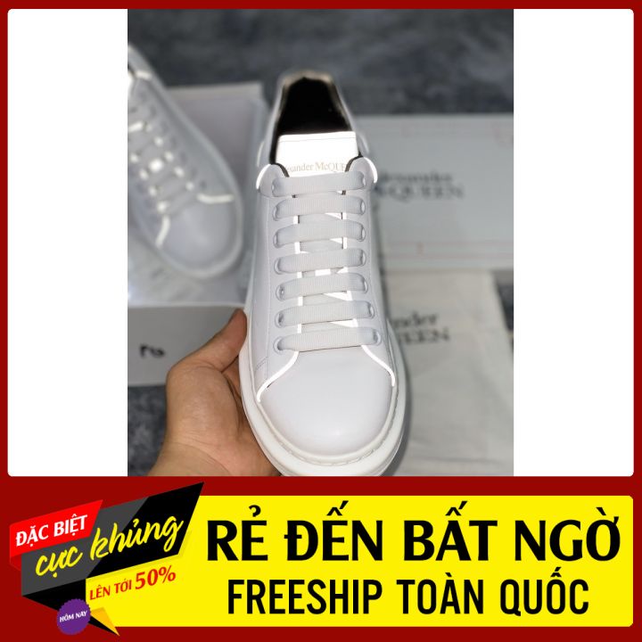 Giày thể thao Giày thần thánh màu trắng gót nhung đen cho nam nữ