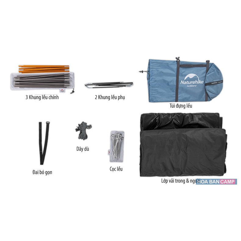 Lều 3 Người NatureHike NH19G001-Y | Knight 3 UPF 50+