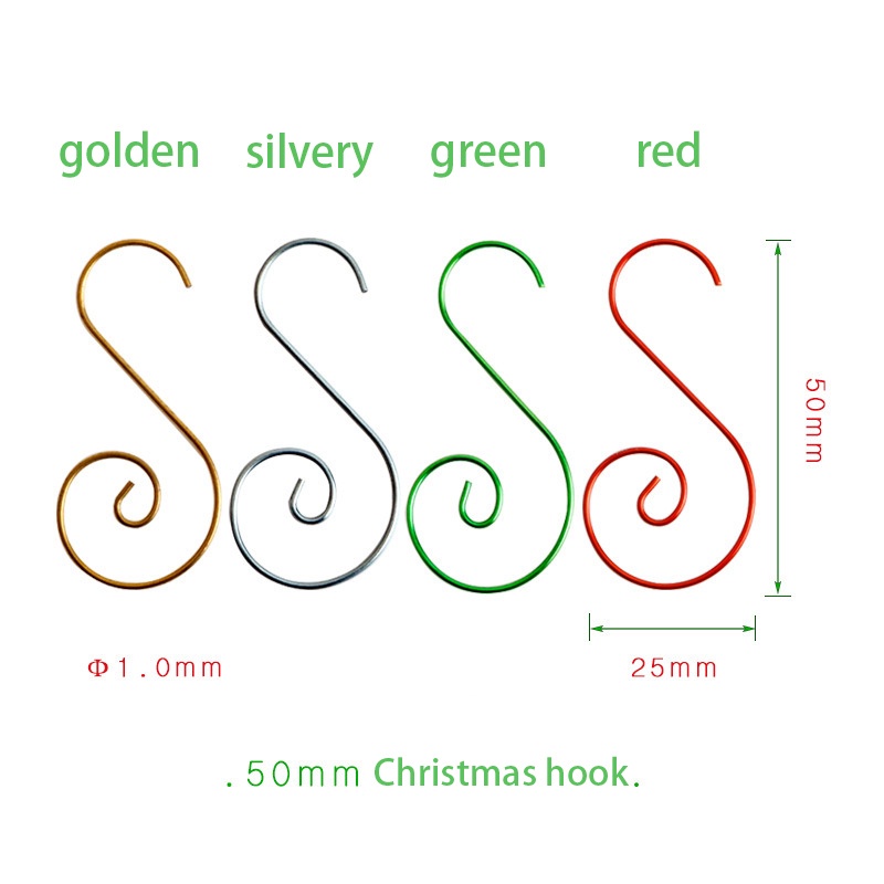 Set 20 Móc Treo Đồ Hình Chữ S Bằng Kim Loại Trang Trí Cây Thông Noel