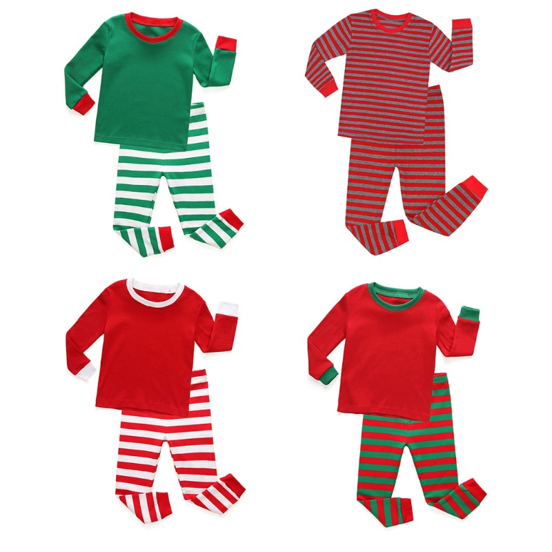 Bộ Đồ Ngủ Pijama Tay Dài In Họa Tiết Giáng Sinh Dễ Thương Cho Bé
