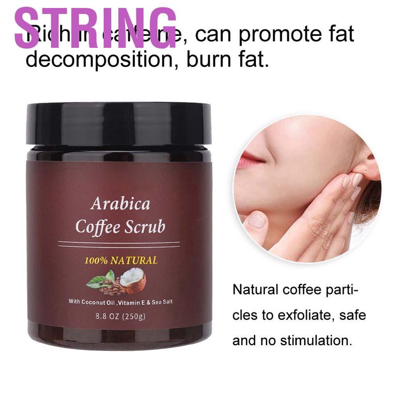 String Professional Coffee Body Scrub Cream Exfoliating Anti-Aging Burning Fat Skin Care 250g