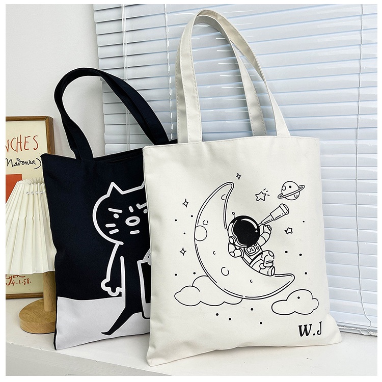 Túi tote đeo vai nữ vải canvas đi học, đi chơi phong cách dễ thương cá tính hài hước