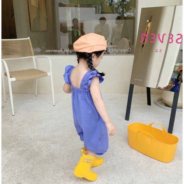 Bộ Áo Liền Quần Tay Cánh Tiên Chất Liệu Cotton Thời Trang Mùa Hè Cho Bé Gái 1-6 Tuổi