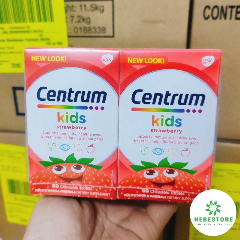 Viên nhai vitamin tổng hợp Centrum Kids Strawberry 60 viên vị dâu cho bé từ 3 tuổi, chính hãng Úc | BigBuy360 - bigbuy360.vn