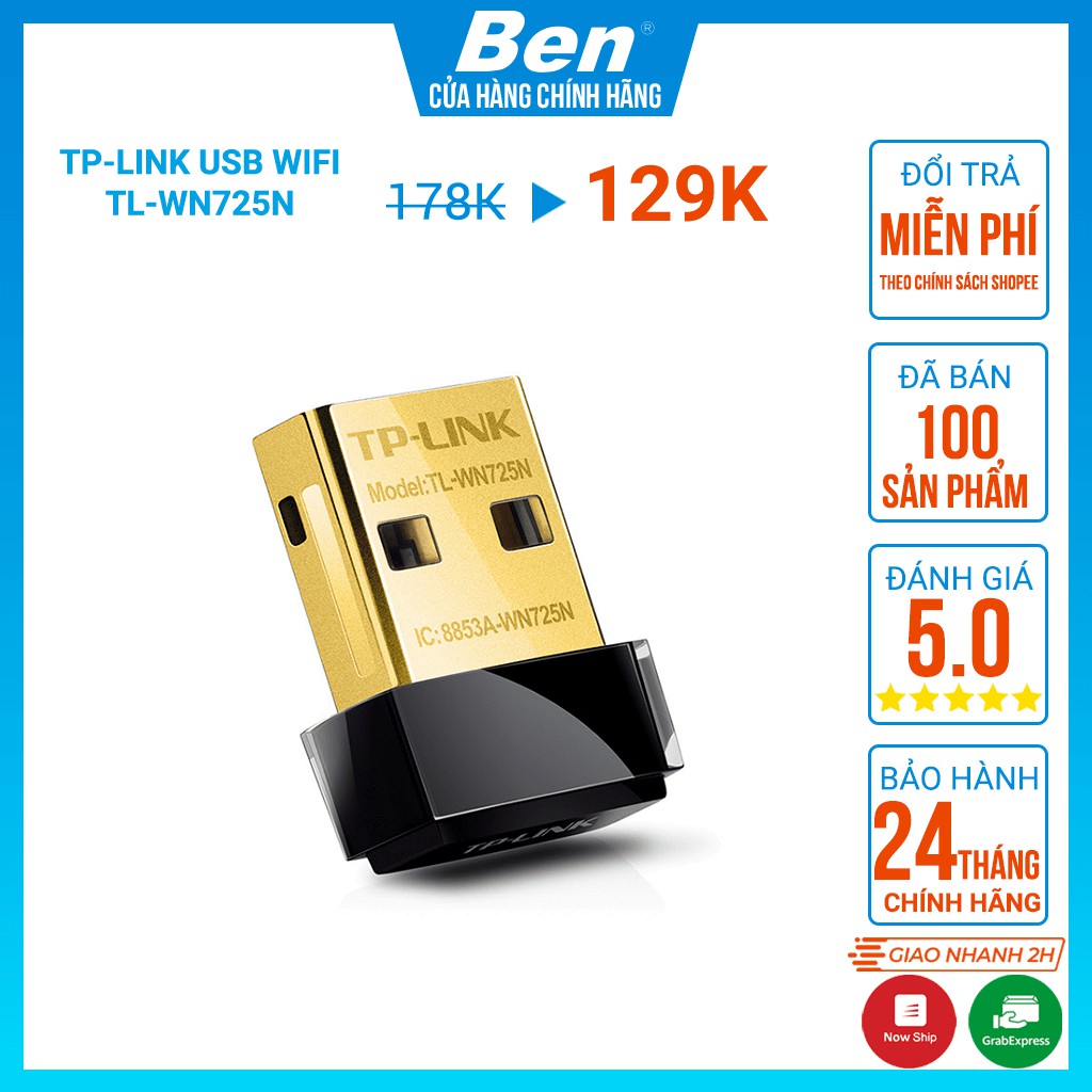 TP-Link USB wifi (USB thu wifi) Chuẩn N 150Mbps TL-WN725N - Hãng phân phối chính thức