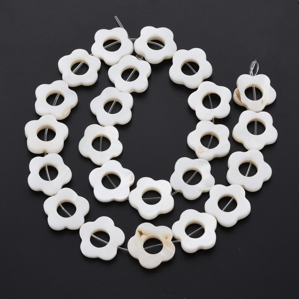1 Sợi Dây Xỏ Hạt Màu Trắng Hoa 15~16x15.5~16.5x3mm: 1mm Khoảng 23~24 Cái / strand 9.33 '' ~ 10.24 ''