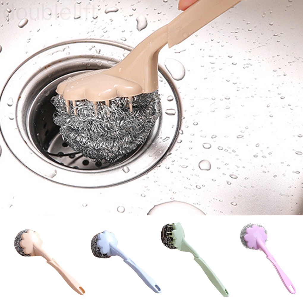 Bàn chải vệ sinh nhà bếp / phòng tắm cán dài hình bông hoa bằng kim loại