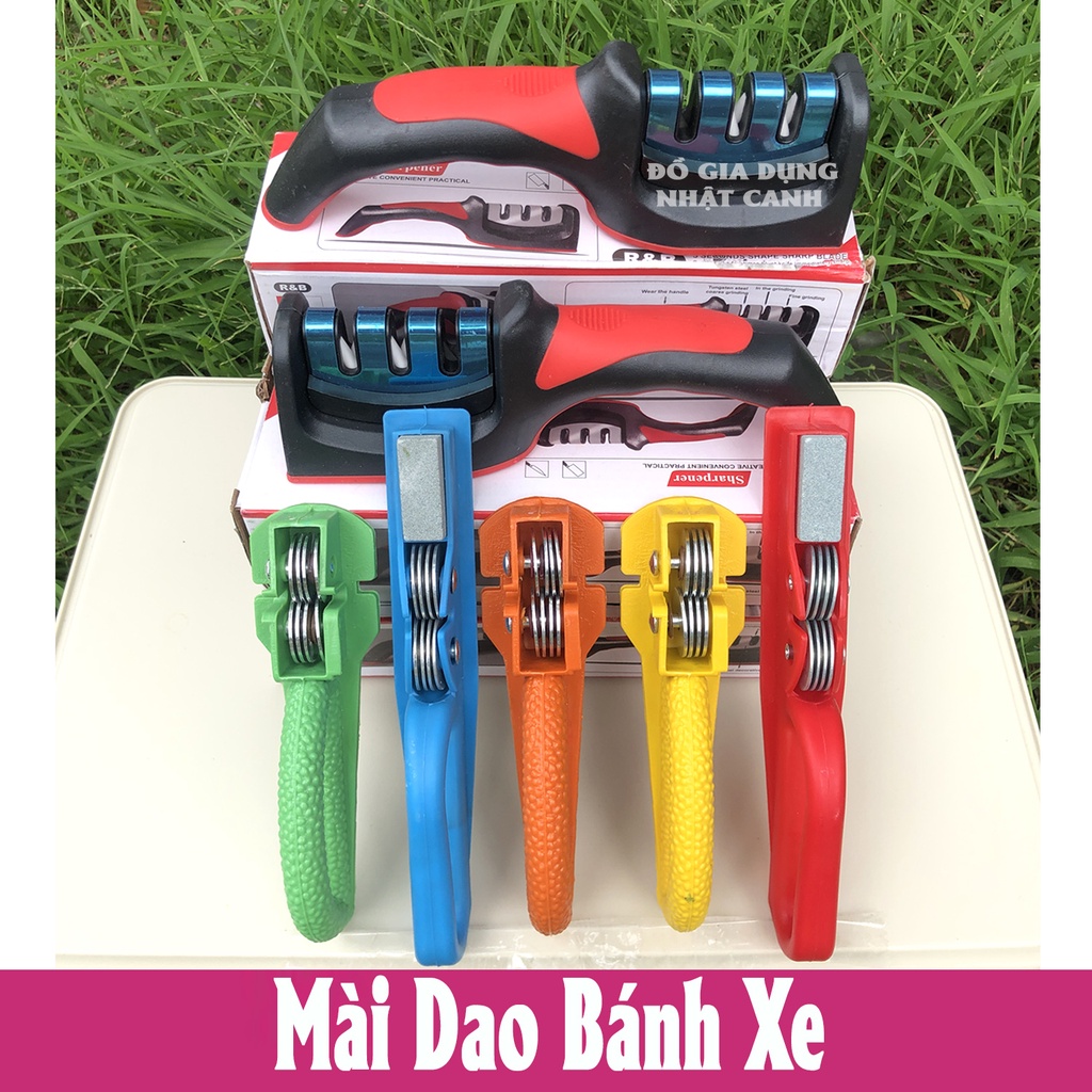 Mài dao hình bánh xe có đá và tay cầm tiện dụng