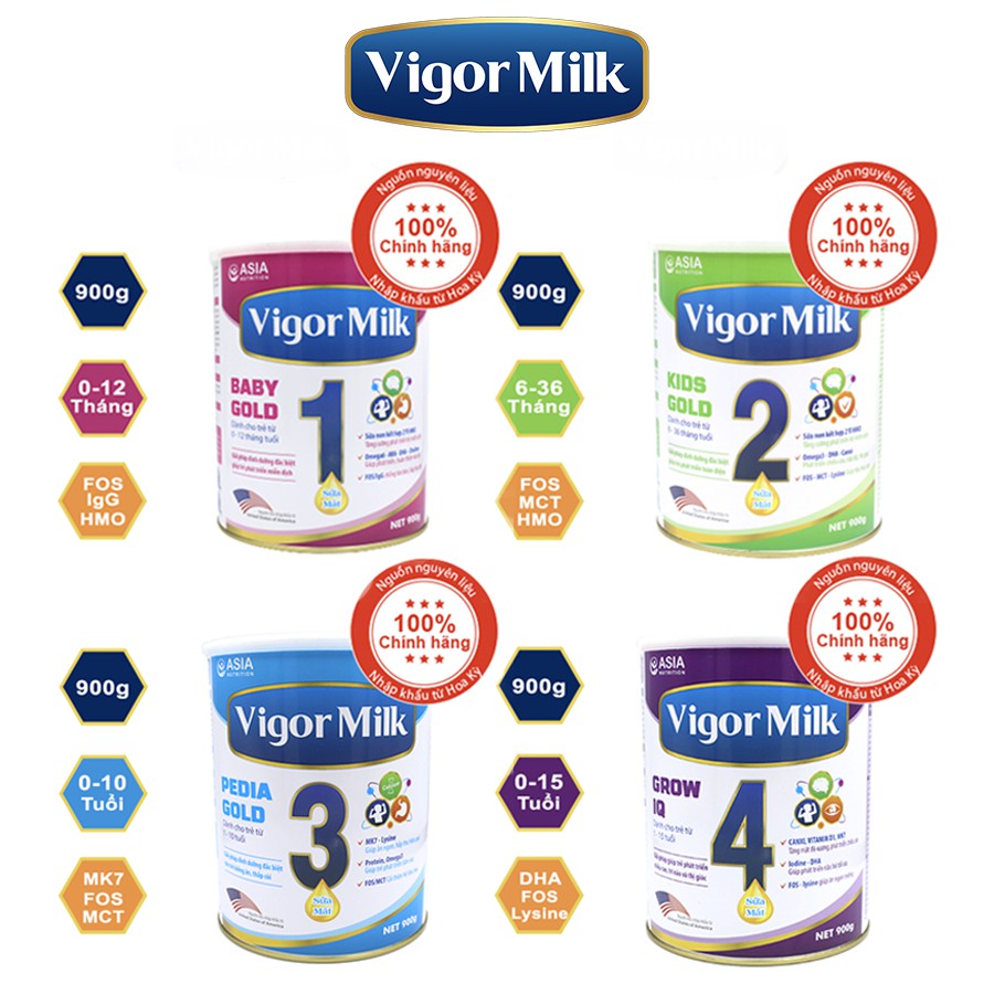 [MÃ NEWMHOT GIẢM 30% ĐƠN 500K] SỮA BỘT VIGOR MILK KIDS GOLD 2 - Sữa chuyên biệt cho trẻ phát triển toàn diện.