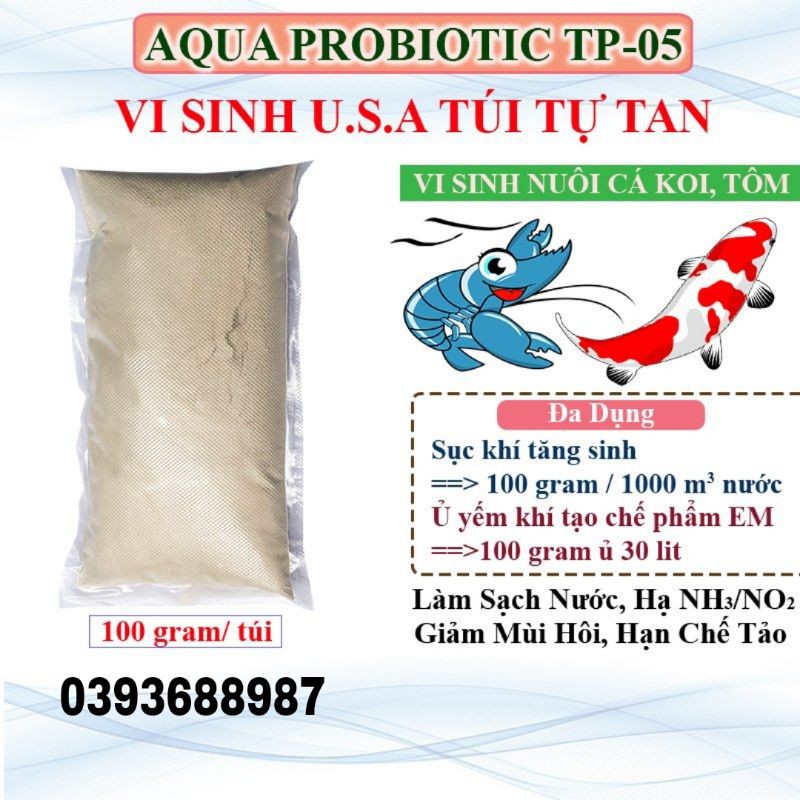 100gram/Vi sinh nuôi cá koi, nuôi tôm# bio aqua probiotic,tự tan