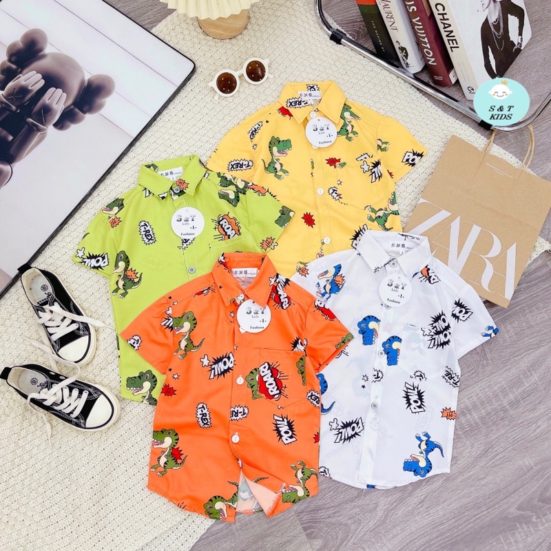 Áo sơmi OTO, khủng long cực chất cho bé trai bé gái - ASMKL - ASMO