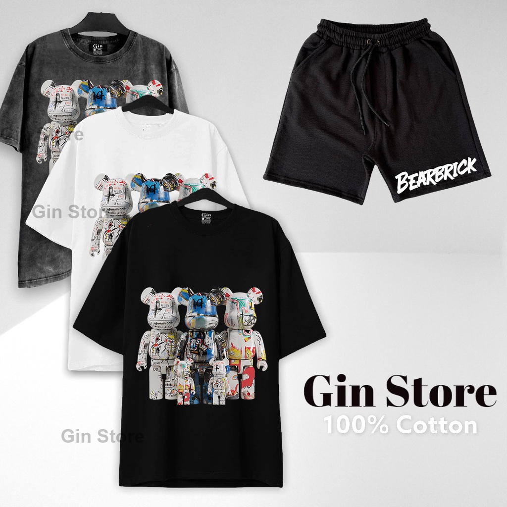 Set Bộ Áo thun bearbrick số 1 - Vải Cotton Cao Cấp Unisex