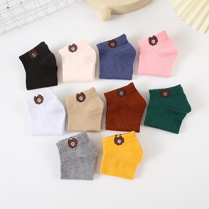 Tất nữ cổ ngắn cute hình GẤU , vớ nam nữ cao cổ ngắn phong cách Vintage hàn quốc chống hôi chân Sagopy TN11