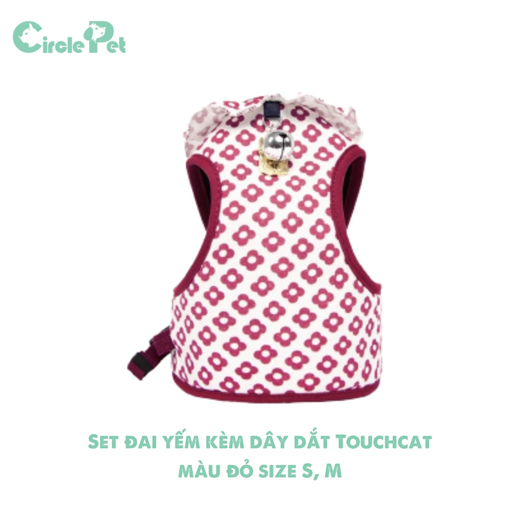 Set Đai Yếm Kèm Dây Dắt Touchcat Dành Cho Mèo Nhiều Màu Thời Trang Chắc Chắn Size S/M - Circle Pet