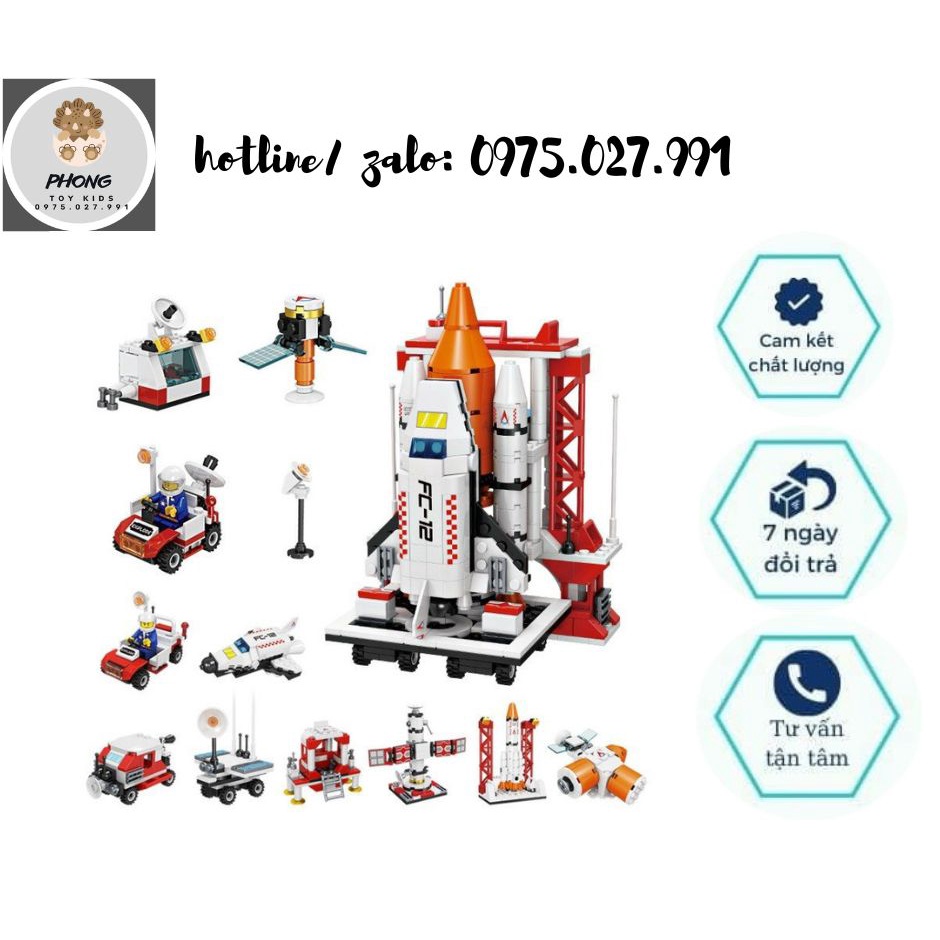 Bô lắp ghép lego vũ trụ 𝟖𝟖𝟔 𝐂𝐇𝐈 𝐓𝐈𝐄̂́𝐓 + 𝟑 𝐏𝐇𝐈 𝐇𝐀̀𝐍𝐇 𝐆𝐈𝐀, BỘ ĐỒ CHƠI LẮP GHÉP LEGO TÀU VŨ TRỤ CON THOI- PHONG TOY KIDS