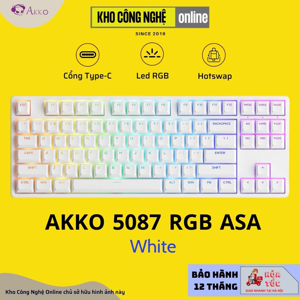Bàn phím AKKO 5087 RGB ASA – Black / White