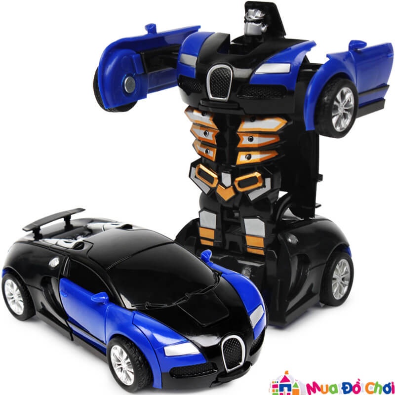 Đồ chơi xe ô tô cảnh sát biến hình chạy pin/Xe biến hình robot/Tặng Pin AA