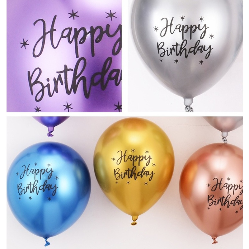 Set 10 Bong Bóng Cao Su Latex Ánh Kim In Họa Tiết 12inch