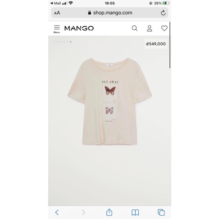 Áo thun nữ Mango size Xs