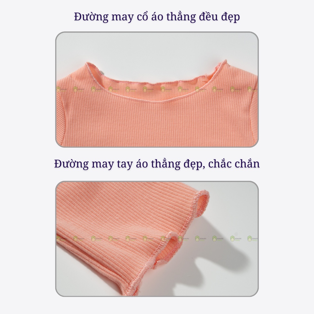 Bộ Dài Tay Cho Bé Gái Minky Mom Vải Thun Gân Bèo Nhún Dễ Thương, Đồ Bộ Cho Bé Mặc Ở Nhà MKMTD2216