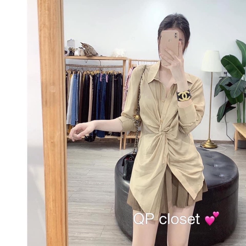 sơ mi xoắn eo